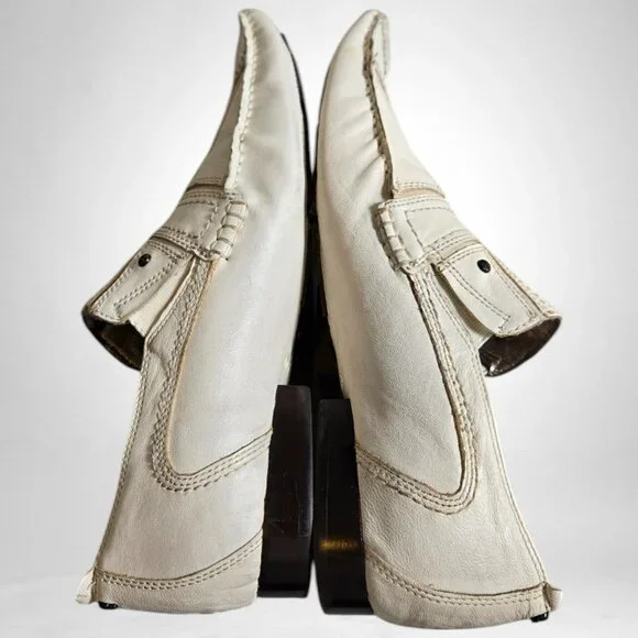 Lounge by Mark Nason Size 9.5 Men's Vintage Leather Loafers Off White - Picture 8 of 11